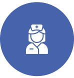 Healthcare worker graphic on blue background