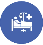Hospital bed icon with IV stand